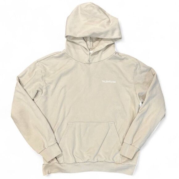 Talentless Hoodie Minimalist Logo Sweatshirt Pullover XL Bone Beige100% Cotton - Picture 1 of 7